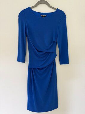 Express royal blue sheath dress with drape side seam XS (NWOT)